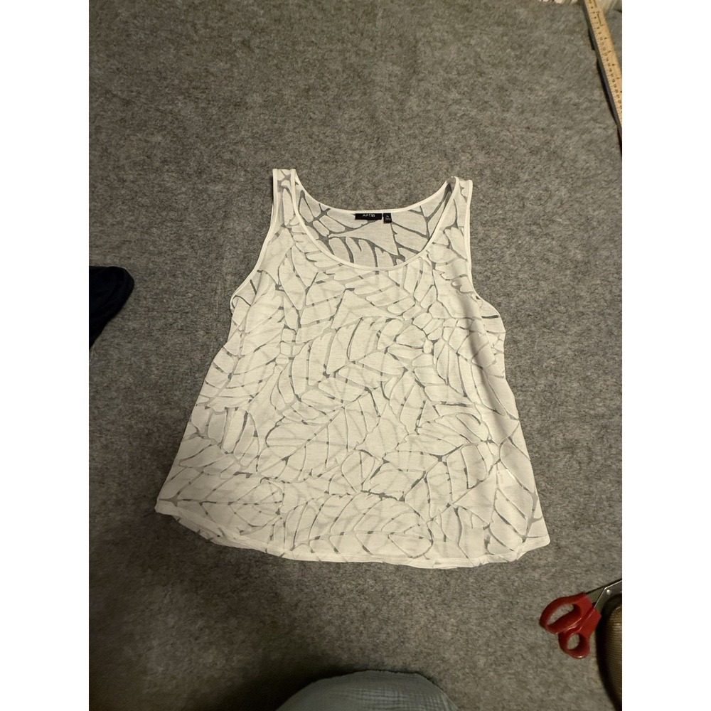 APT 9 Shirt Womens White Tank Top Sleeveless Sheer Lightweight Ladies XL